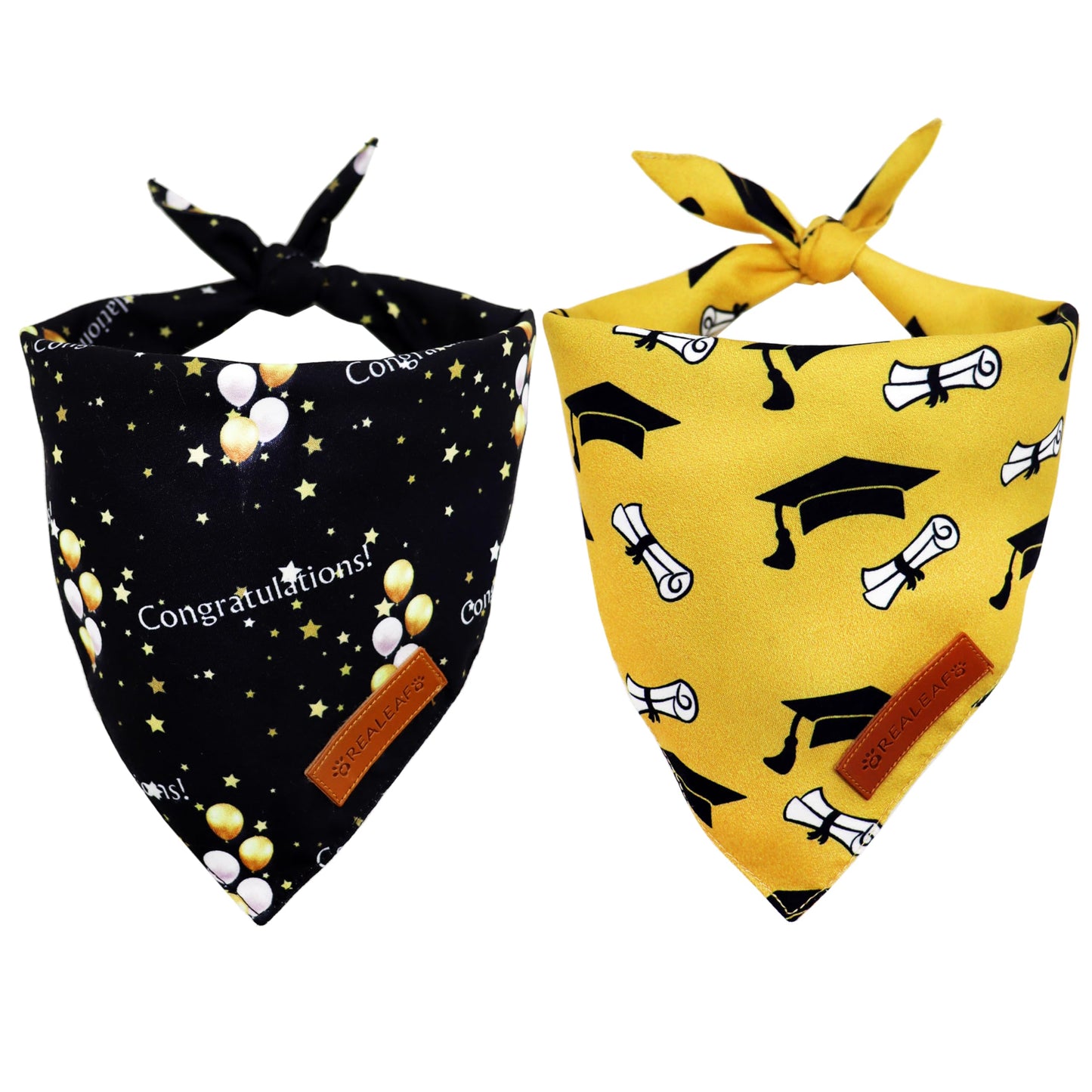 Realeaf 4th of July Dog Bandanas 2 Pack, Triangle Reversible American Flag Pet Patriotic Scarf for Boy and Girl, Premium Durable Fabric, USA Bandana for Small and Medium Dogs (Small)