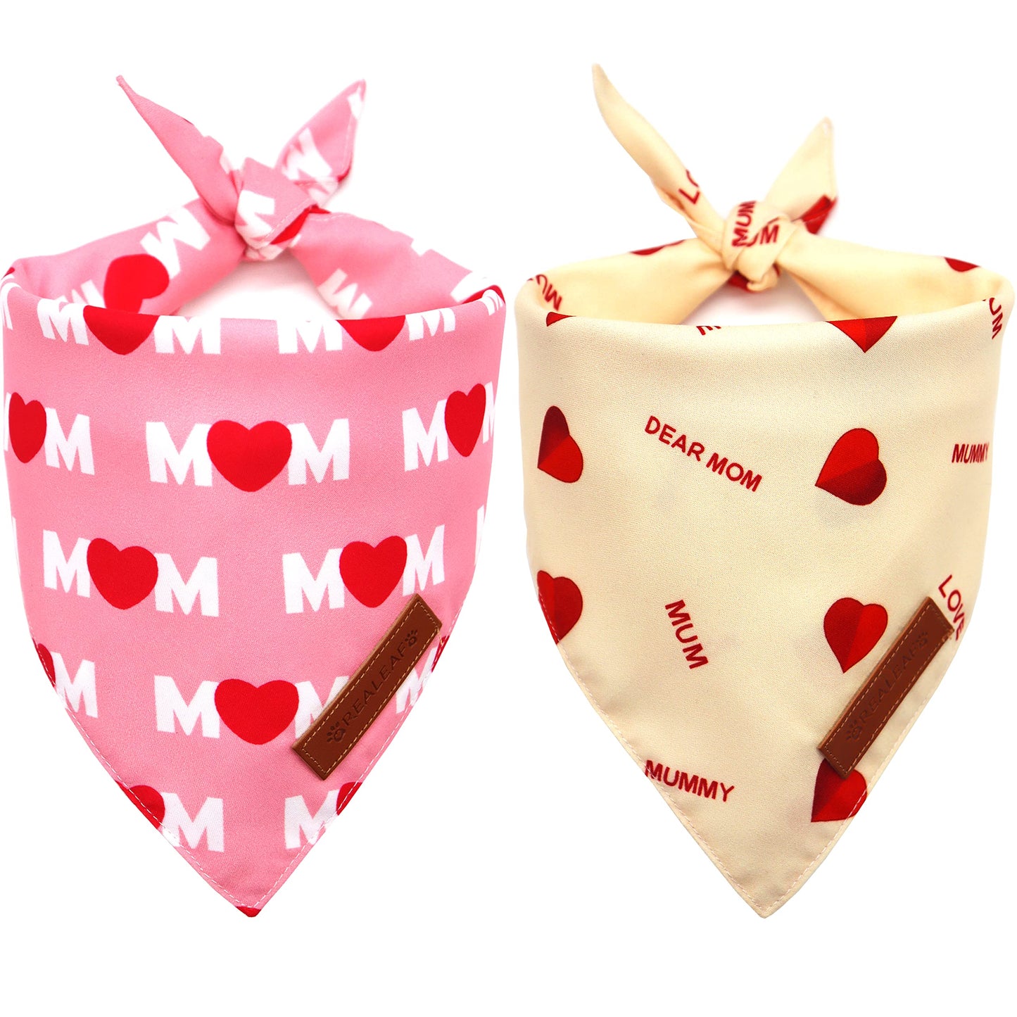 Realeaf 4th of July Dog Bandanas 2 Pack, Triangle Reversible American Flag Pet Patriotic Scarf for Boy and Girl, Premium Durable Fabric, USA Bandana for Small and Medium Dogs (Small)