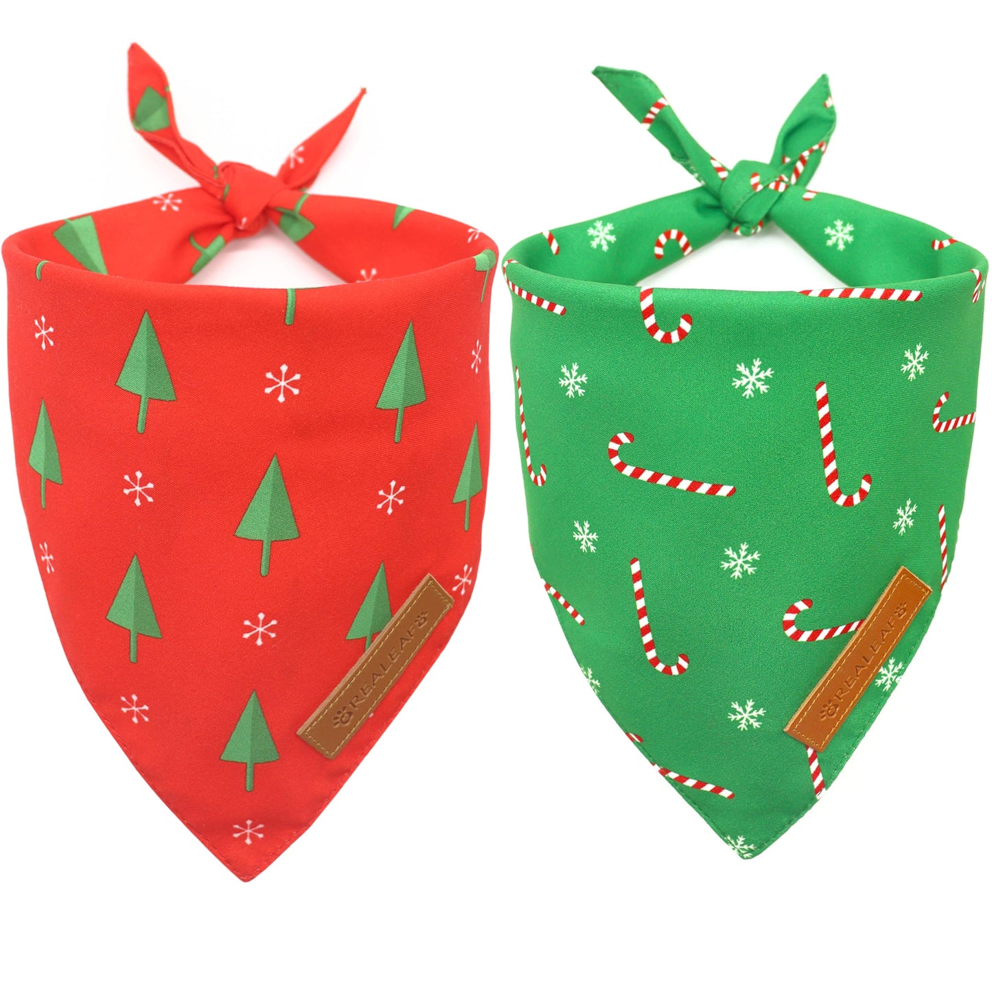 Realeaf 4th of July Dog Bandanas 2 Pack, Triangle Reversible American Flag Pet Patriotic Scarf for Boy and Girl, Premium Durable Fabric, USA Bandana for Small and Medium Dogs (Small)