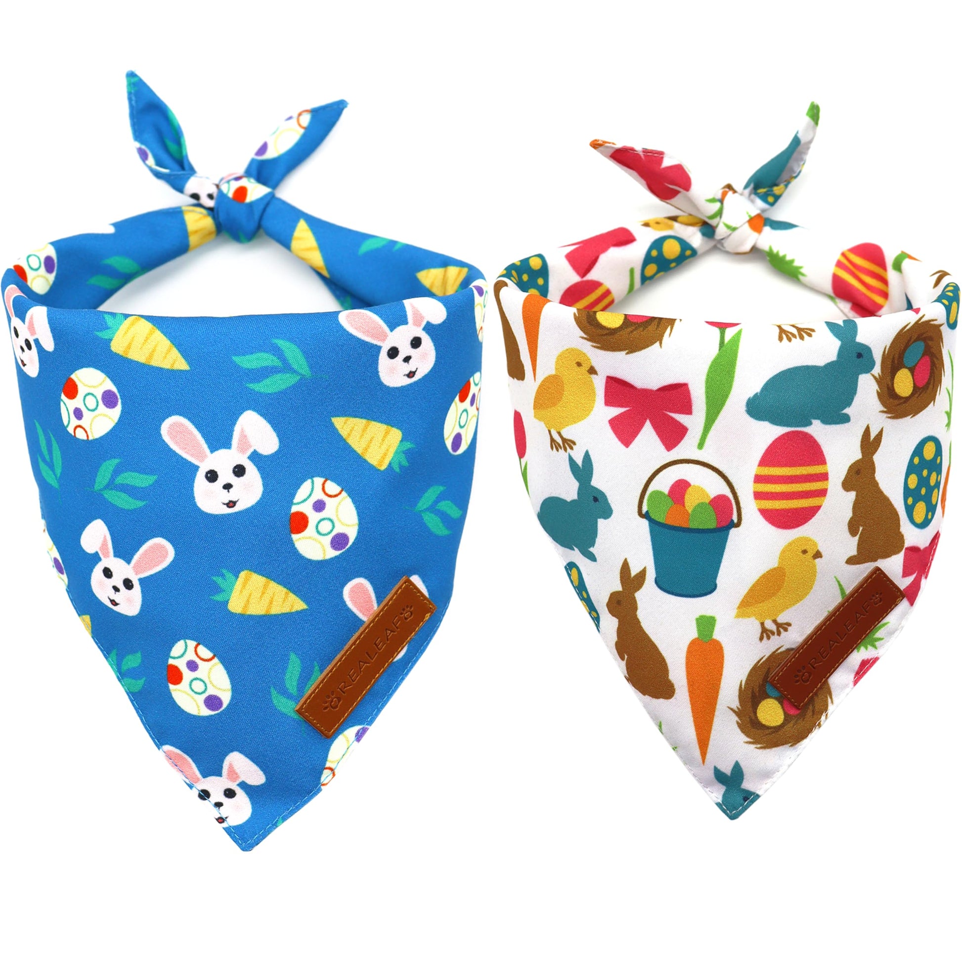 Realeaf 4th of July Dog Bandanas 2 Pack, Triangle Reversible American Flag Pet Patriotic Scarf for Boy and Girl, Premium Durable Fabric, USA Bandana for Small and Medium Dogs (Small)